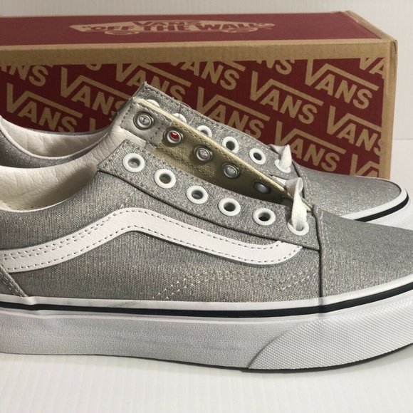 Vans Old Skool Sparkle Shimmer Silver Sneakers - Picture 7 of 9